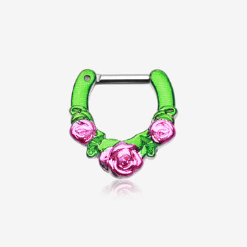Colorline Rose Garden Icon Septum Clicker-Green/Pink